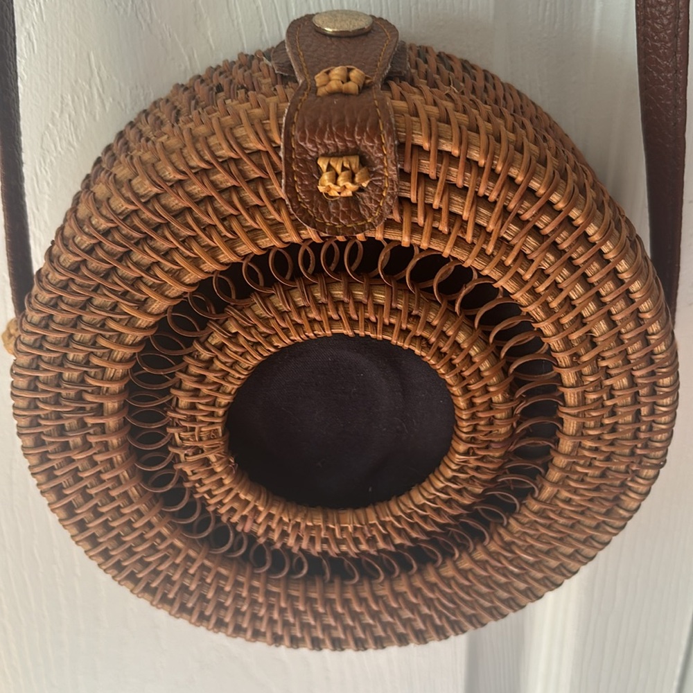 Rattan Straw Wicker Round Circle Shoulder Bag